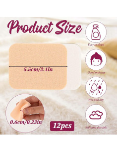 12 Esponjas de Maquillaje Sliverdew Cuadradas Latex 20x12cm 2