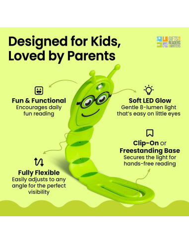 Luz de Lectura Flexilight Verde - Marcador Libro LED 8 Luces