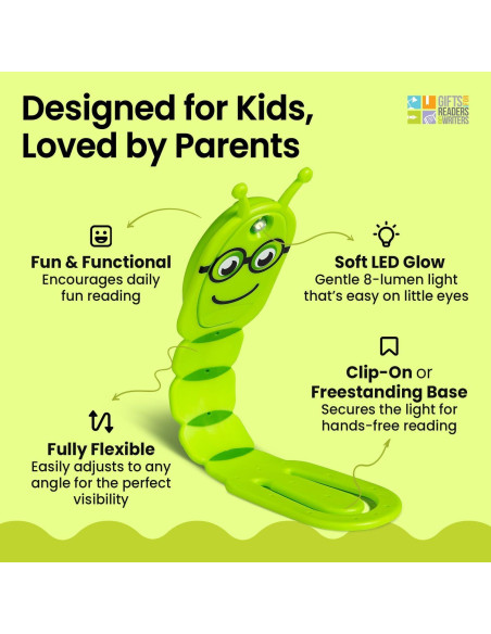 Luz de Lectura Flexilight Verde - Marcador Libro LED 8 Luces