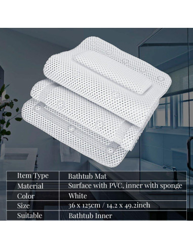 Almohada de Baño FILFEEL 125x36cm Suave Acolchada