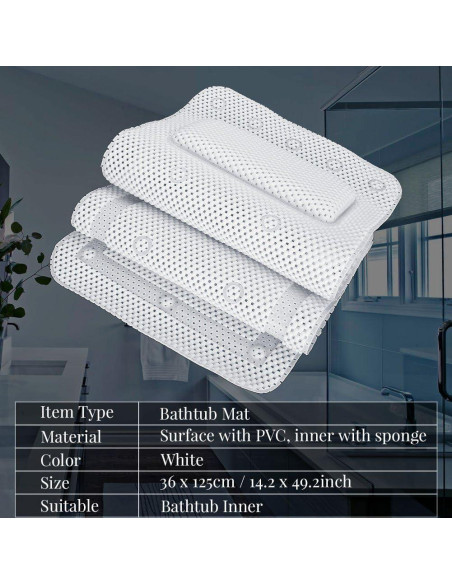 Almohada de Baño FILFEEL 125x36cm Suave Acolchada