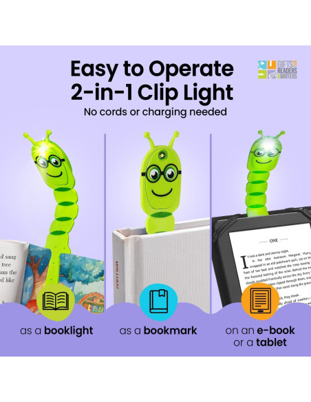 Luz de Lectura Flexilight Verde - Marcador Libro LED 8 Luces
