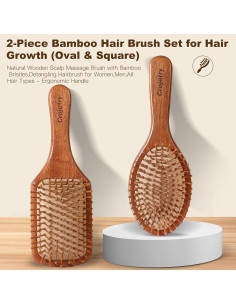 Juego de Cepillos de Pelo de Bambú 2 Piezas - Crojetry 2