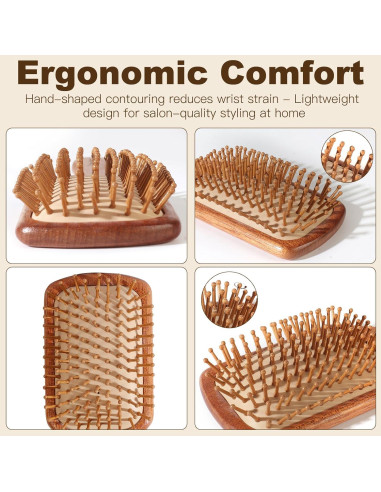 Juego de Cepillos de Pelo de Bambú 2 Piezas - Crojetry