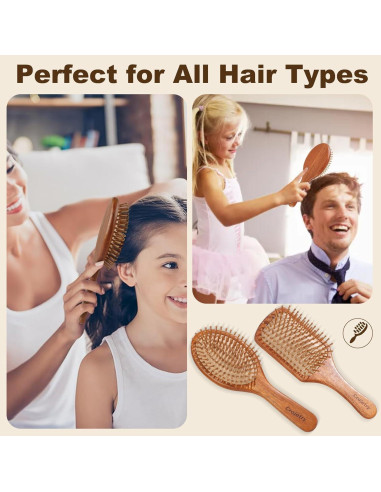 Juego de Cepillos de Pelo de Bambú 2 Piezas - Crojetry