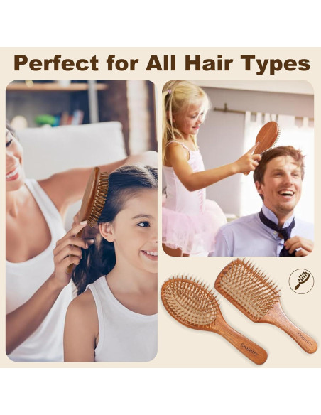 Juego de Cepillos de Pelo de Bambú 2 Piezas - Crojetry