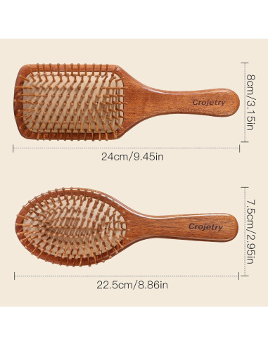 Juego de Cepillos de Pelo de Bambú 2 Piezas - Crojetry