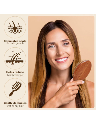 Juego de Cepillos de Pelo de Bambú 2 Piezas - Crojetry