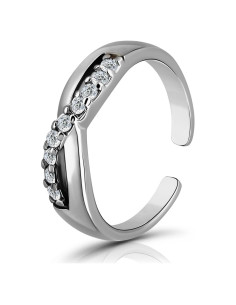 Anillo Abierto de Dedo Plata de Ley 925 Infinito con Zirconia