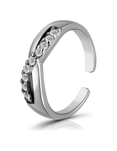 Anillo Abierto de Dedo Plata de Ley 925 Infinito con Zirconia