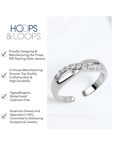 Anillo Abierto de Dedo Plata de Ley 925 Infinito con Zirconia