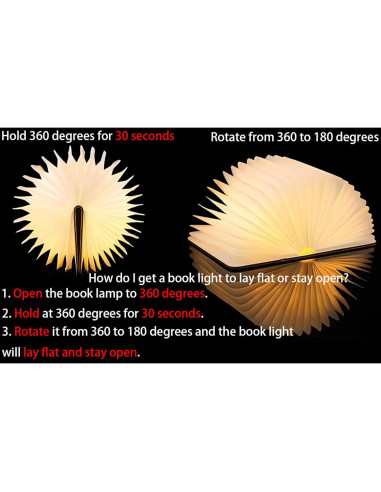 Lámpara de libro plegable HaoYDUS 3 colores recargable USB