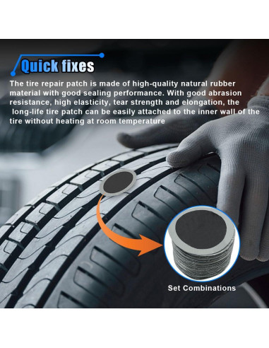 Kit de 80 Parches de Reparación de Neumáticos LHDOS 58mm