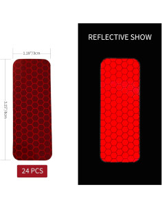 Calcomanías Reflectantes Dodgelav 24 PCS Rojo 3x8 cm 2