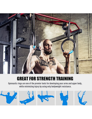 Anillas Gimnásticas ZELUS Ajustables para Ejercicio - Negro