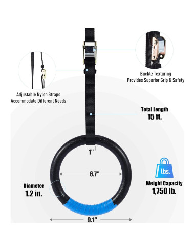 Anillas Gimnásticas ZELUS Ajustables para Ejercicio - Negro