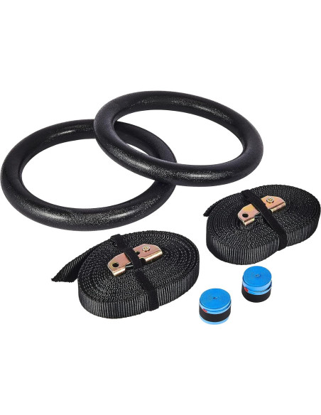 Anillas Gimnásticas ZELUS Ajustables para Ejercicio - Negro