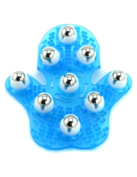 Guante de Masaje SAMYO con 9 Bolas Rodantes 360 Azul
