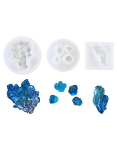 3 Moldes de Silicona Mulukaya para Joyería - Cristal Irregular