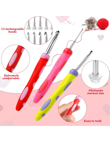 Juego de Ganchillos Intercambiables WILLBOND 12 Tamaños 2-8 mm