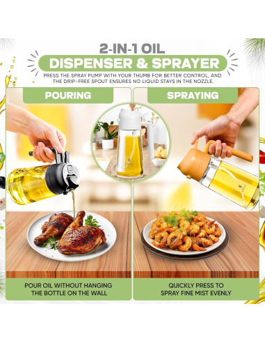 Rociador de Aceite SADAT 470ml Vidrio Grado Alimenticio