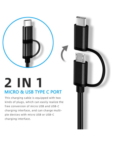 Cable de Carga USB Tipo C para Ventilador WiHoo Mini 1.2m