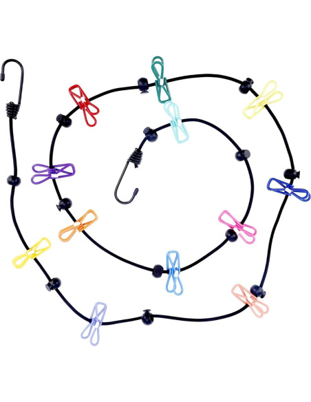 Cuerda de Camping Retráctil Penitue 1.8m con 12 Clips y Bolsa