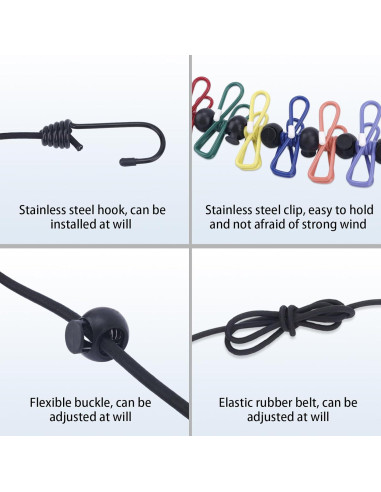 Cuerda de Camping Retráctil Penitue 1.8m con 12 Clips y Bolsa