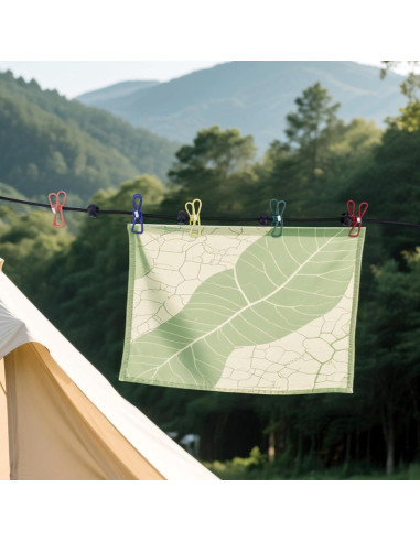 Cuerda de Camping Retráctil Penitue 1.8m con 12 Clips y Bolsa