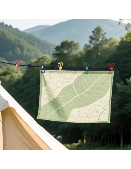 Cuerda de Camping Retráctil Penitue 1.8m con 12 Clips y Bolsa