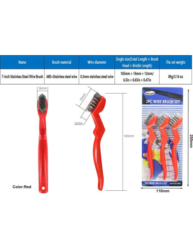 Cepillos de Alambre de Acero Inoxidable SONRISA DORADA - 3 Piezas 17.78 cm