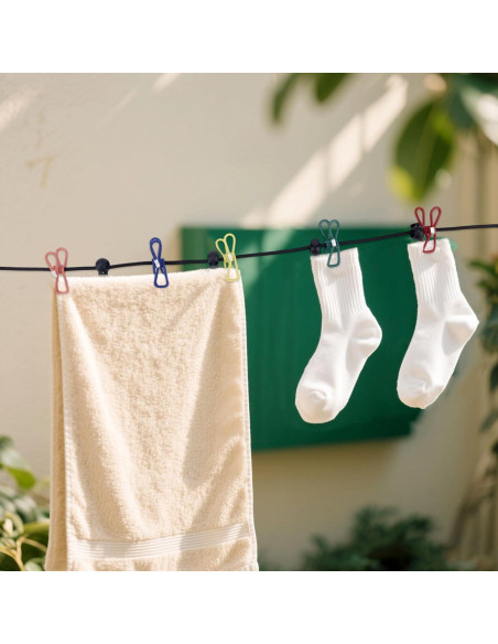 Cuerda de Camping Retráctil Penitue 1.8m con 12 Clips y Bolsa