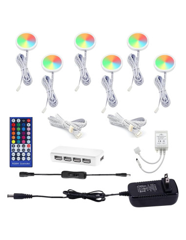 Kit de Iluminación LED AIBOO 6 Luces Puck RGBWW 18W