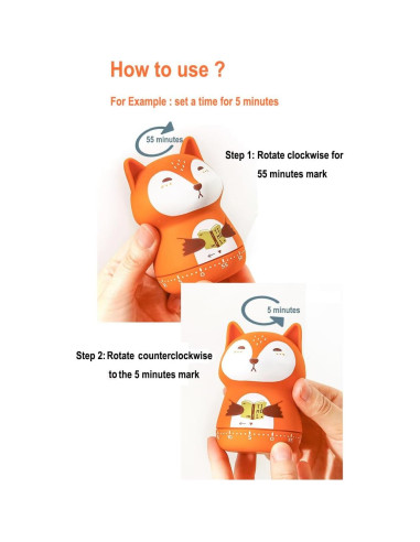 Temporizador de Cocina Mecánico WEUPTOK Zorro 60 Minutos