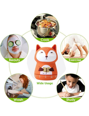 Temporizador de Cocina Mecánico WEUPTOK Zorro 60 Minutos