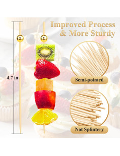 300 Palillos de Cóctel de Bambú Dorados FATLODA 11.94 cm 2