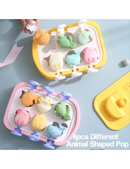 Molde de Helado de Silicona AsggBah Barco 6 Piezas Amarillo