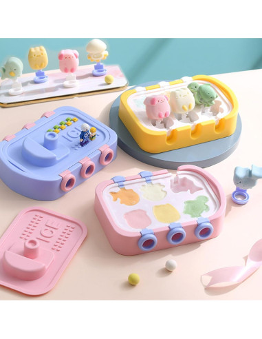 Molde de Helado de Silicona AsggBah Barco 6 Piezas Amarillo