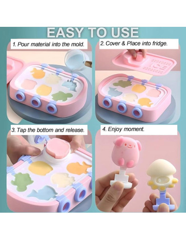 Molde de Helado de Silicona AsggBah Barco 6 Piezas Amarillo