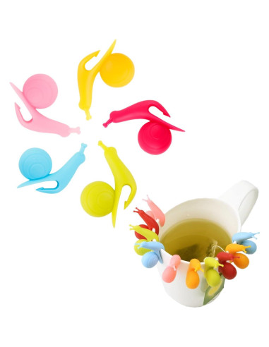 Soporte de Bolsa de Té Silicona UtySty 7 Piezas Caracol y Conejo