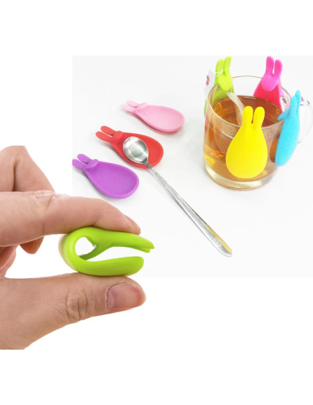 Soporte de Bolsa de Té Silicona UtySty 7 Piezas Caracol y Conejo