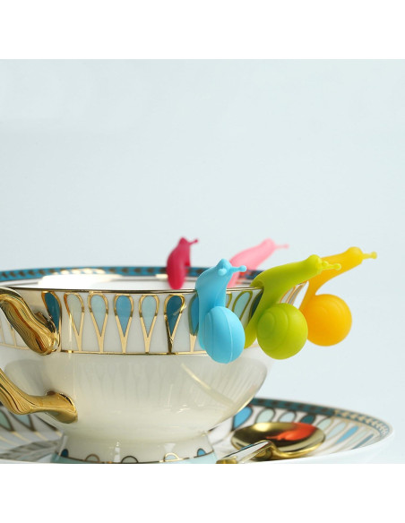 Soporte de Bolsa de Té Silicona UtySty 7 Piezas Caracol y Conejo