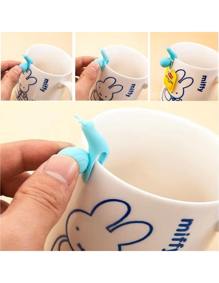 Soporte de Bolsa de Té Silicona UtySty 7 Piezas Caracol y Conejo