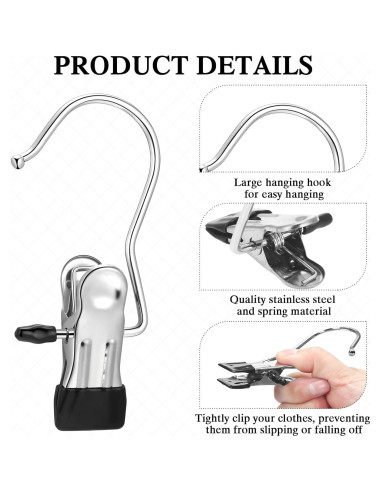 150 Ganchos de Acero Inoxidable para Ropa Yinder - Negro