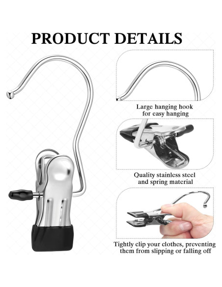 150 Ganchos de Acero Inoxidable para Ropa Yinder - Negro