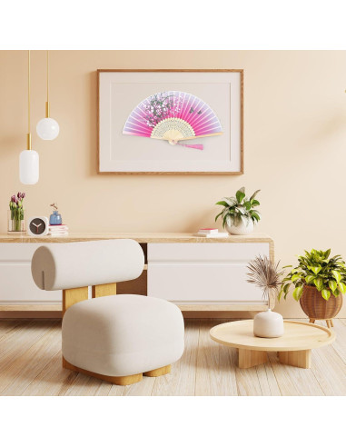 Abanico Plegable Floral de Bambú y Poliéster 37 cm - Skrfren