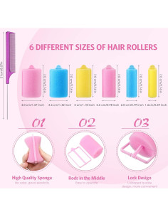 Rulos de Espuma Syhood 56 Pcs 6 Tamaños para Cabello 2