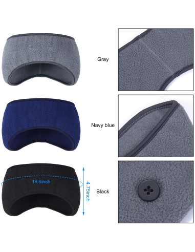 Calentadores de Oídos de Forro Polar Geyoga 3 Pcs Invierno