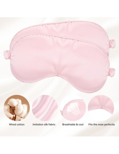 Máscara para dormir Molain 2 Piezas Seda Rosa Ajustable