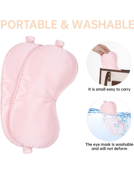 Máscara para dormir Molain 2 Piezas Seda Rosa Ajustable